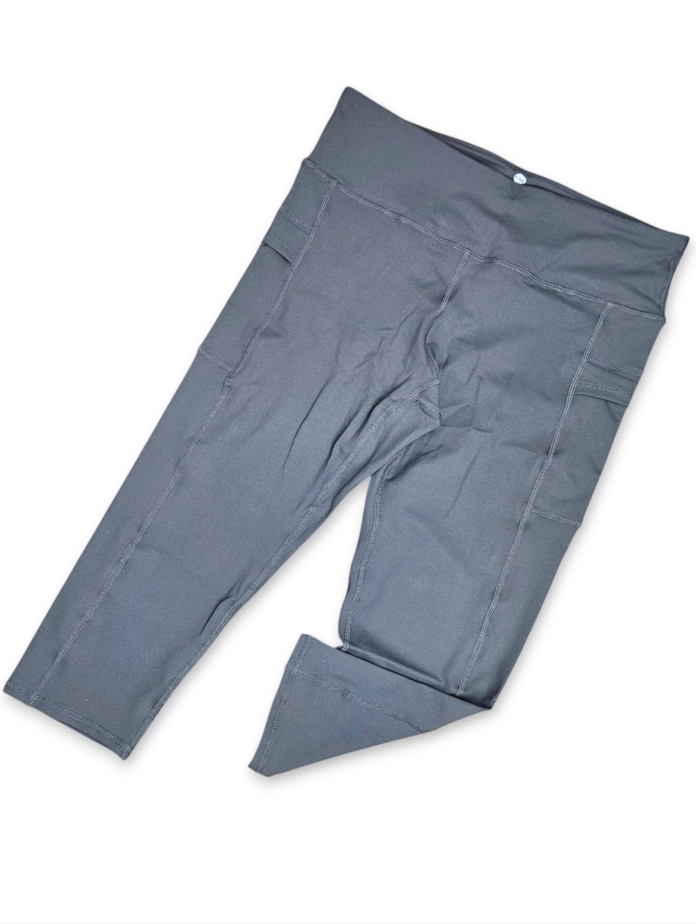 Outland M/L Leggings Cropped Length Grey High Waist Pockets Tummy Support